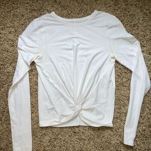 White Lululemon Knot Long Sleeve Top